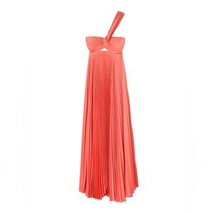 ALC Nessa Satin Pleated Dress in Coral